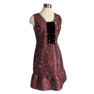 Simply Vera Vera Wang Sequin Rose Dress Medium Brick Red & Black
